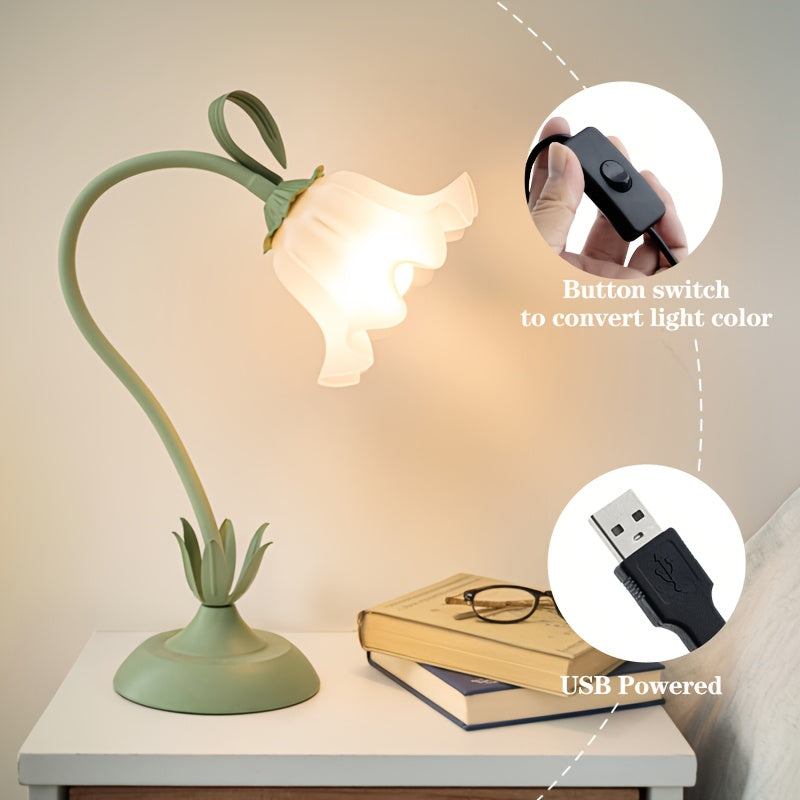Floral USB Powered Table Lamp