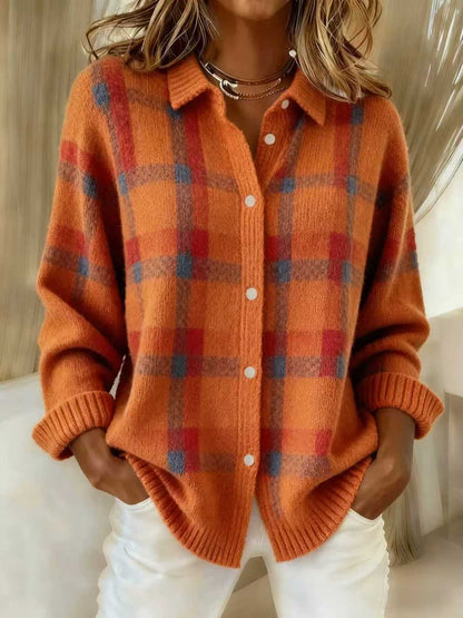 Oversized button-front cardigan in orange