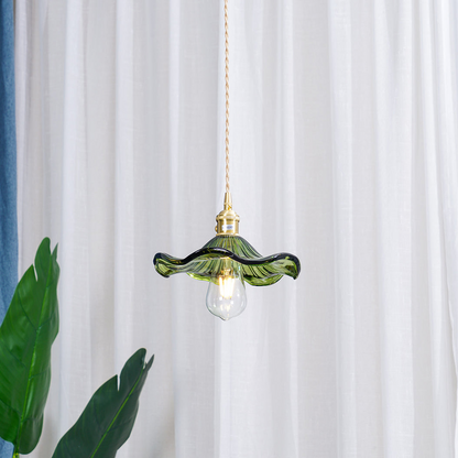Flower Glass & Brass Mini Pendant Light