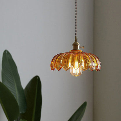 Vintage Flower Glass Pendant