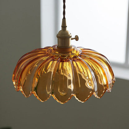 Vintage Flower Glass Pendant