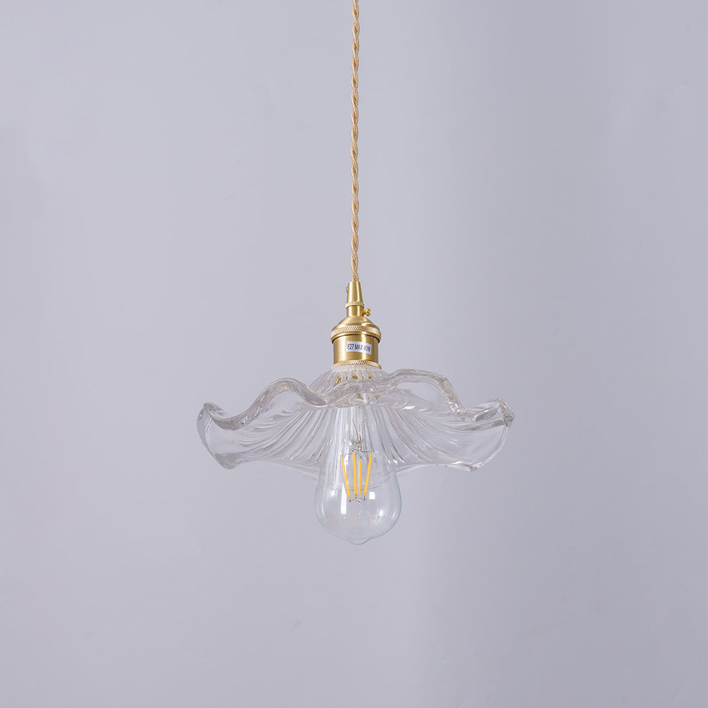 Flower Glass & Brass Mini Pendant Light