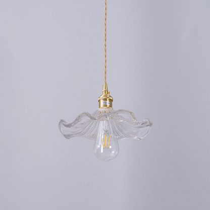 Flower Glass & Brass Mini Pendant Light