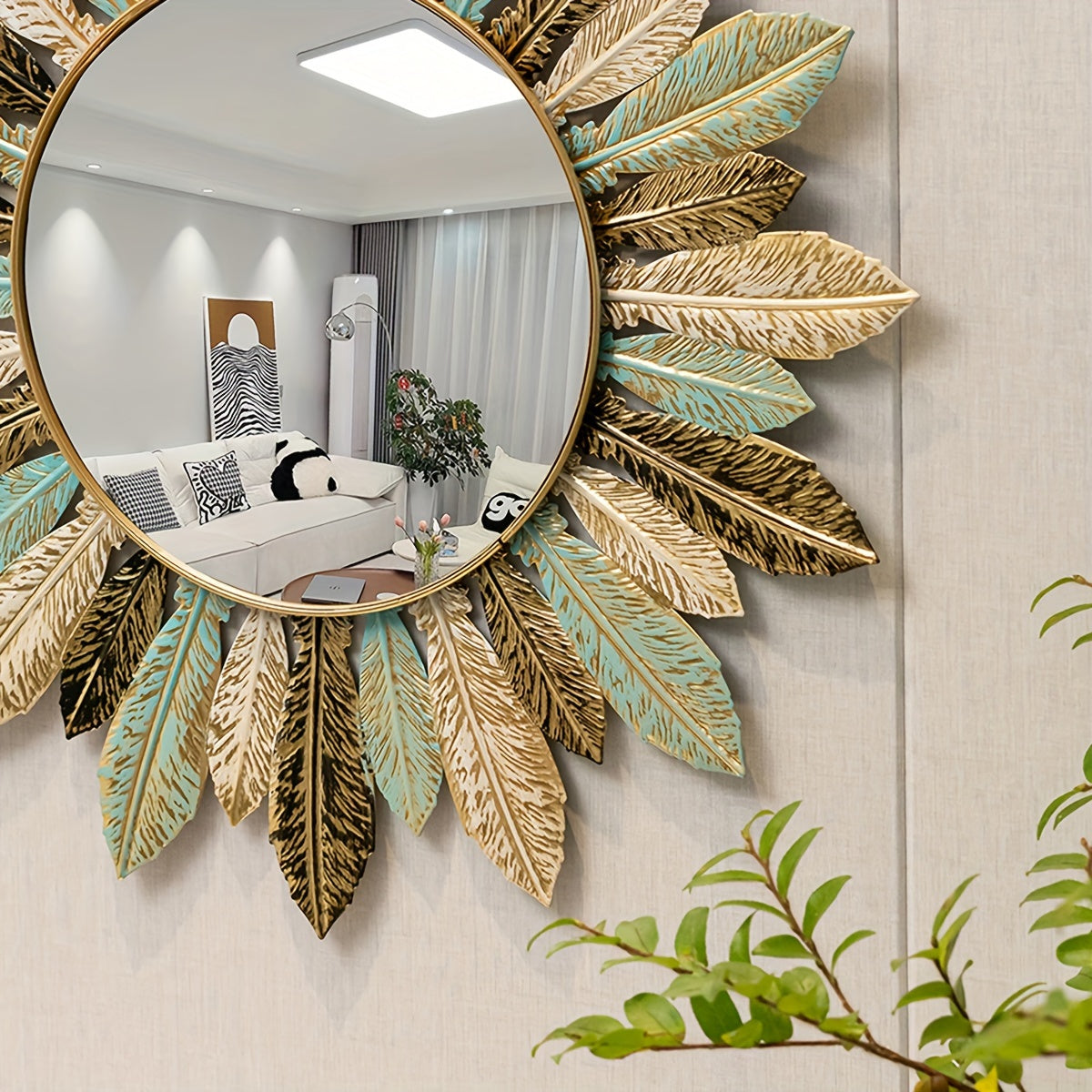 Sunburst Teal and Gold Mirror