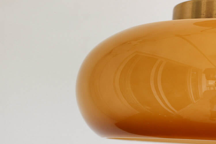 Vintage Brass & Amber Glass Ceiling Light