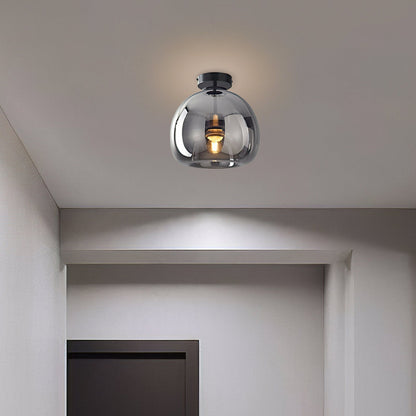 Vintage Amber Bubble Glass Pendant Light