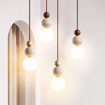 Cleonice Travertine & Glass Pendant Light