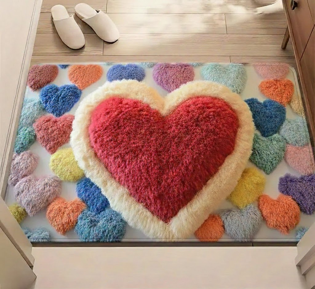Heart Pattern Non-Slip Doormat