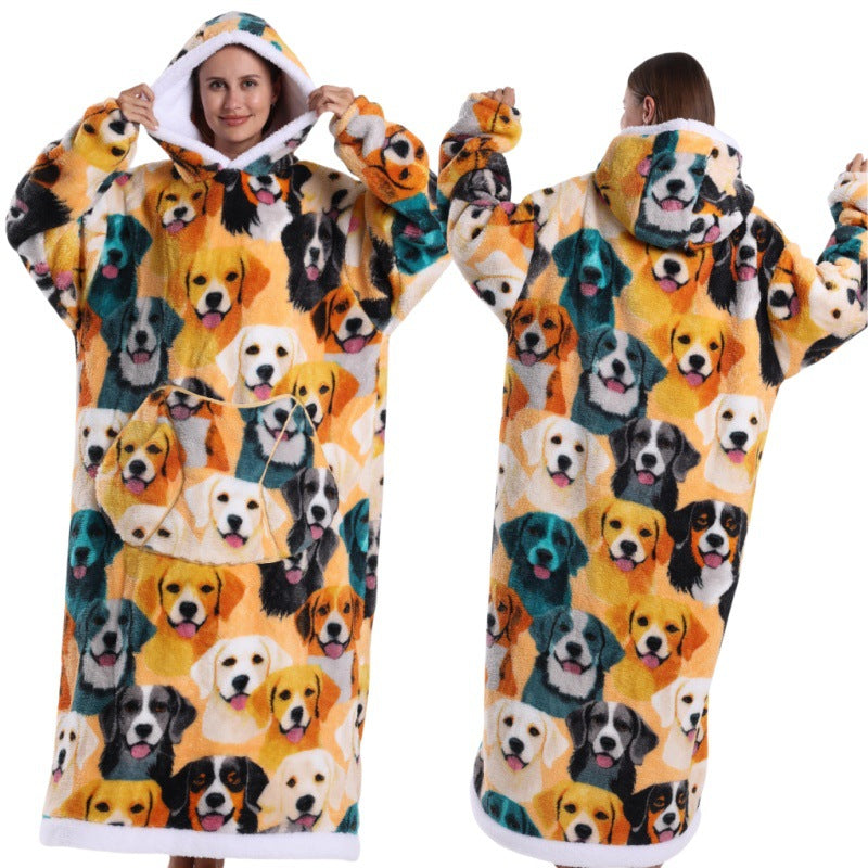 Fleece wearable blanket hoodie, Golden Retriever print