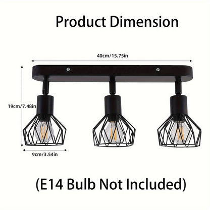 Vintage 3-Light Industrial Ceiling Spotlight