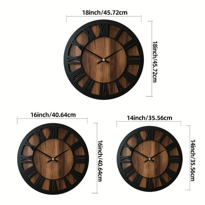 Vintage Roman Numeral Wooden Wall Clock