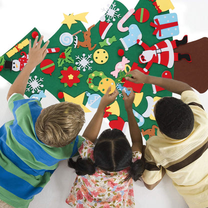 Felt Christmas tree wall hanging with colorful felt ornaments