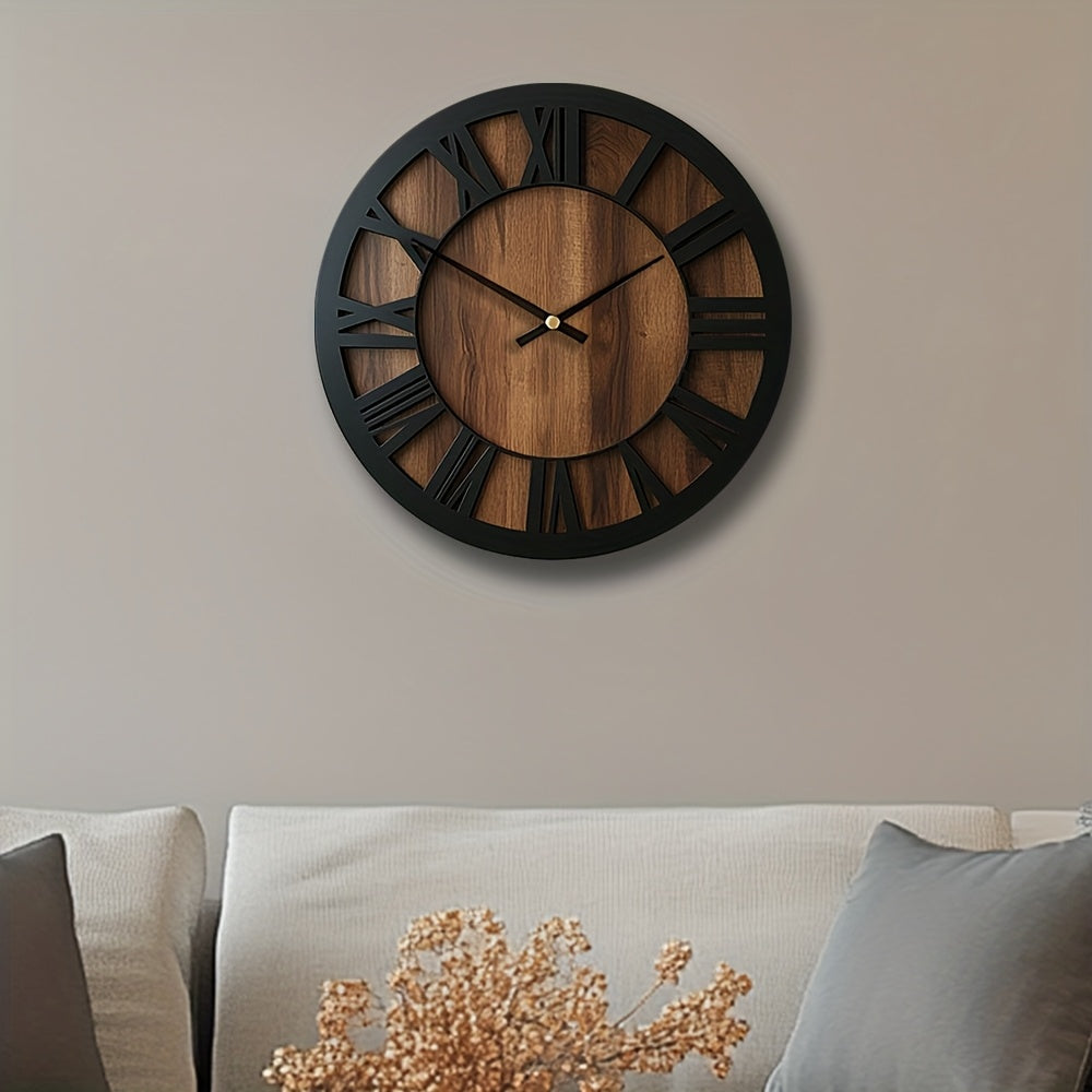 Vintage Roman Numeral Wooden Wall Clock