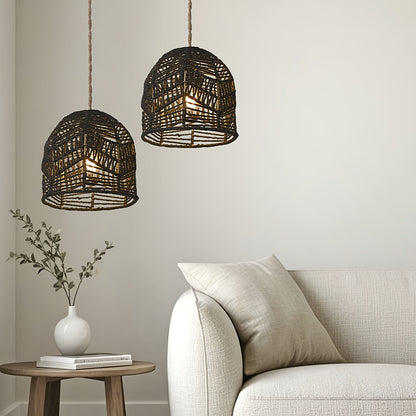 Handwoven Rope Farmhouse Pendant Shade