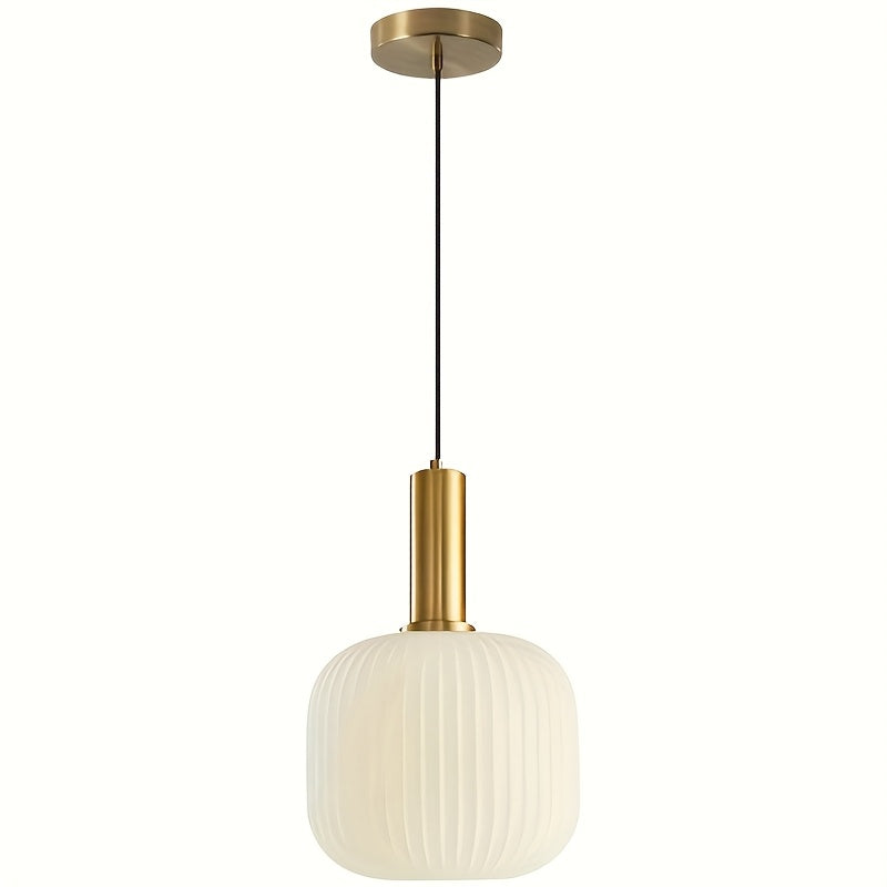 Ribbed Glass Brass Pendant