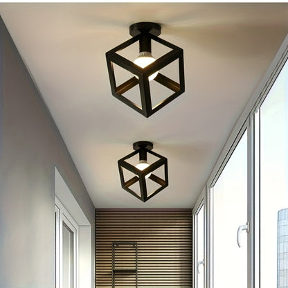Geometric Cube Semi-Flush Ceiling Light