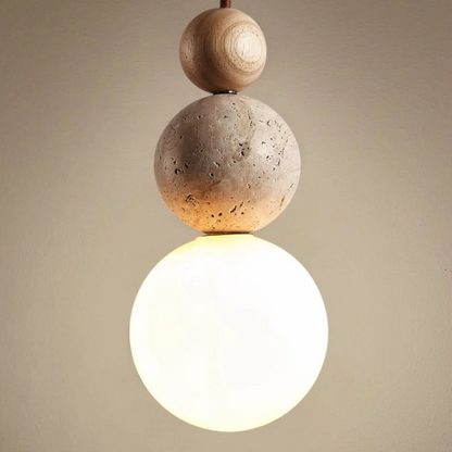 Cleonice Travertine & Glass Pendant Light