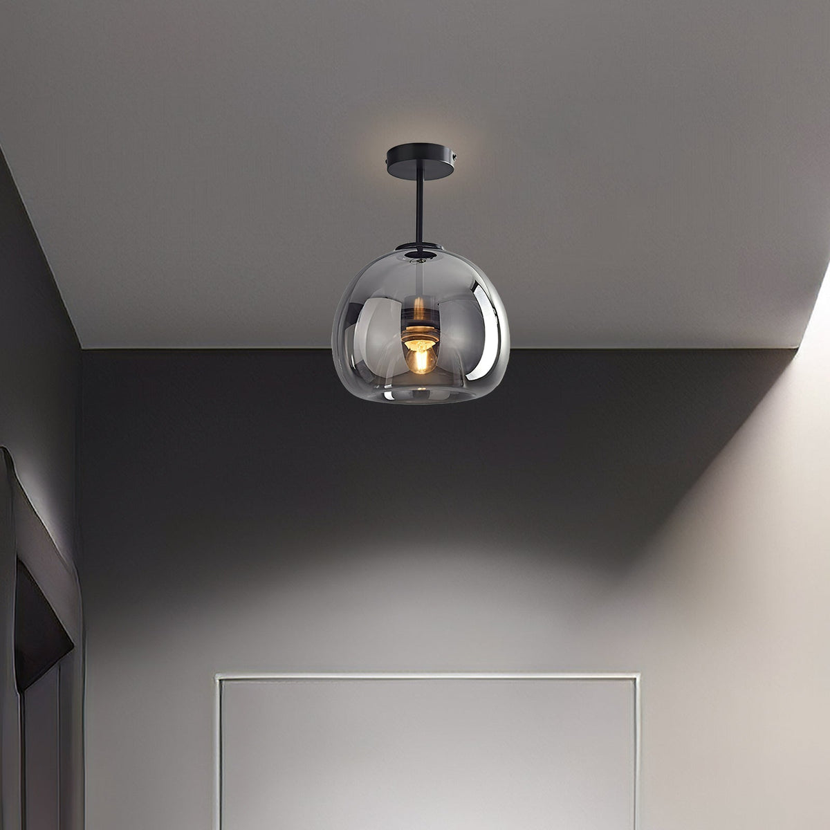 Vintage Amber Bubble Glass Pendant Light