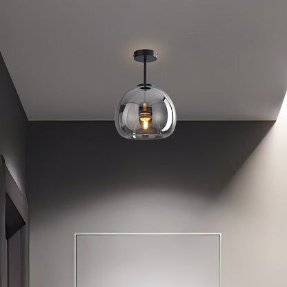 Vintage Amber Bubble Glass Pendant Light