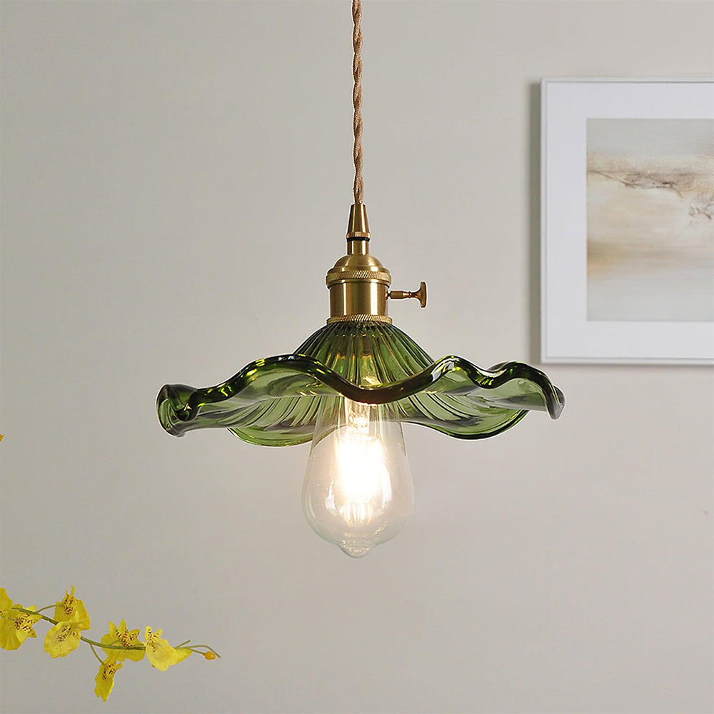 Flower Glass & Brass Mini Pendant Light