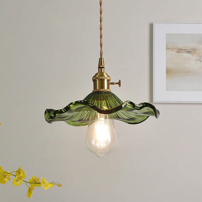 Flower Glass & Brass Mini Pendant Light
