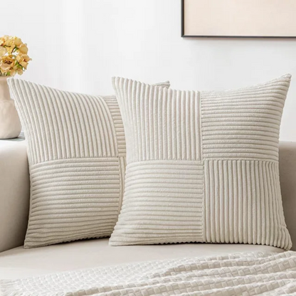 Cozy Crest Striped Corduroy Cushion Covers - Ribbed Throw Pillow Covers for Sofa & Bed, 9 Colors, Autumn Home Decor
