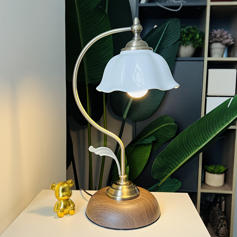 Vintage Brass Goose Neck Table Lamp
