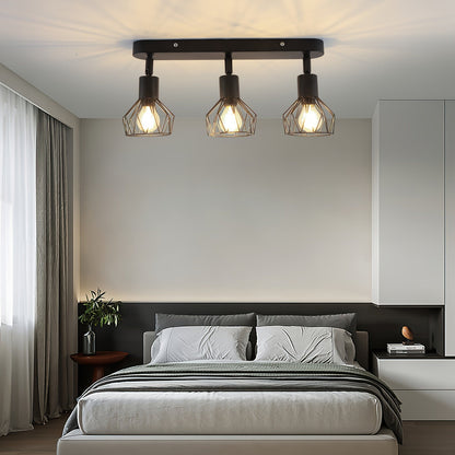 Vintage 3-Light Industrial Ceiling Spotlight