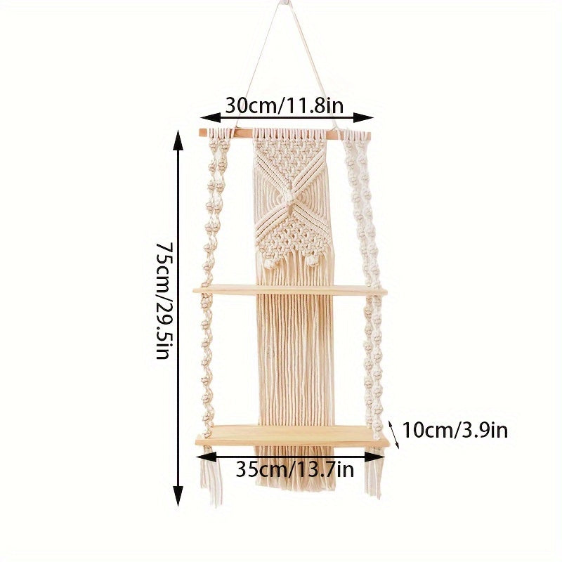 2-Tier Macrame Wall Shelf