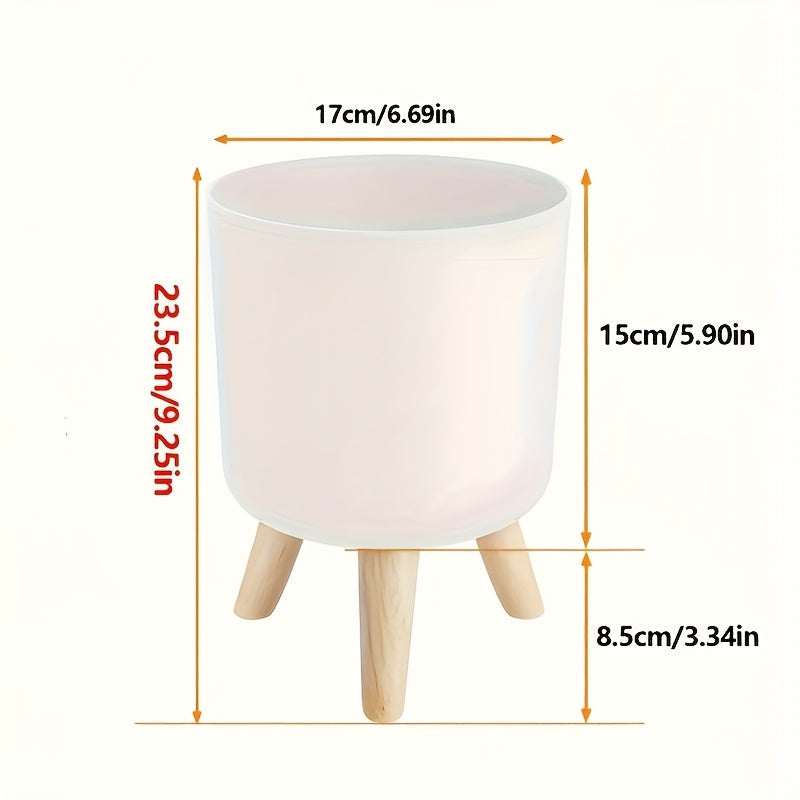 Round Planter with Wooden Legs