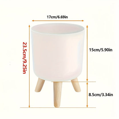 Round Planter with Wooden Legs