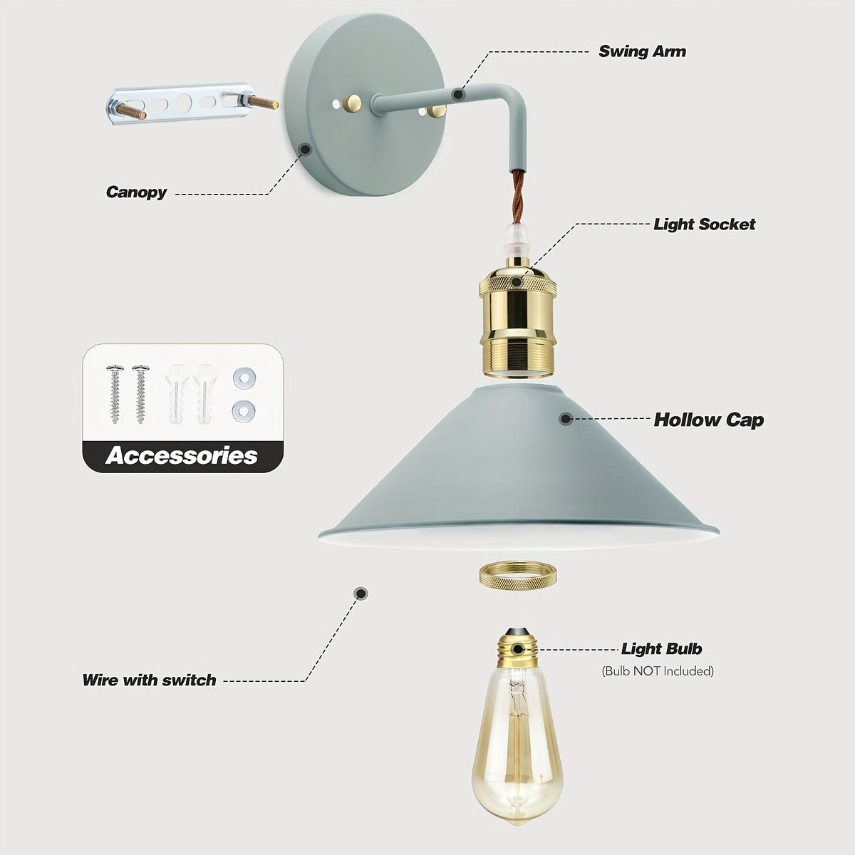 Macaron Cone Swing Arm Wall Sconce