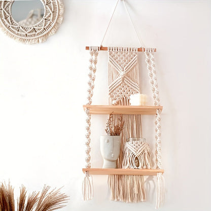 2-Tier Macrame Wall Shelf