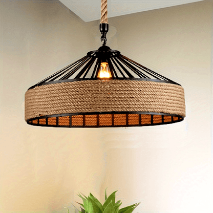 Rustic Hemp Rope Farmhouse Pendant Light