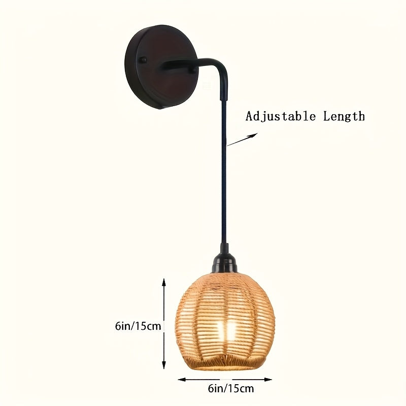 Handwoven Rattan Wall Sconce