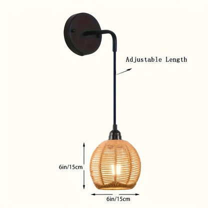 Handwoven Rattan Wall Sconce