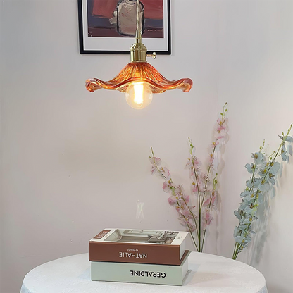 Flower Glass & Brass Mini Pendant Light