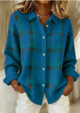 Oversized button-front cardigan in navy blue
