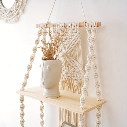 2-Tier Macrame Wall Shelf