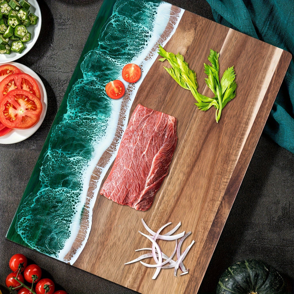 Wave Resin & Acacia Serving Board