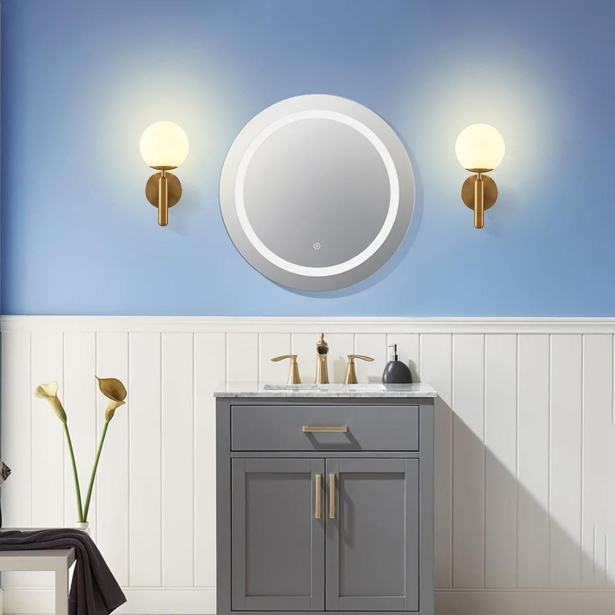 Elegant Glass & Metal Bedroom Wall Sconce