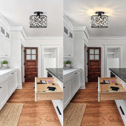 Modern Crystal Semi-Flush Ceiling Light