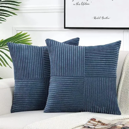 Cozy Crest Striped Corduroy Cushion Covers - Ribbed Throw Pillow Covers for Sofa & Bed, 9 Colors, Autumn Home Decor