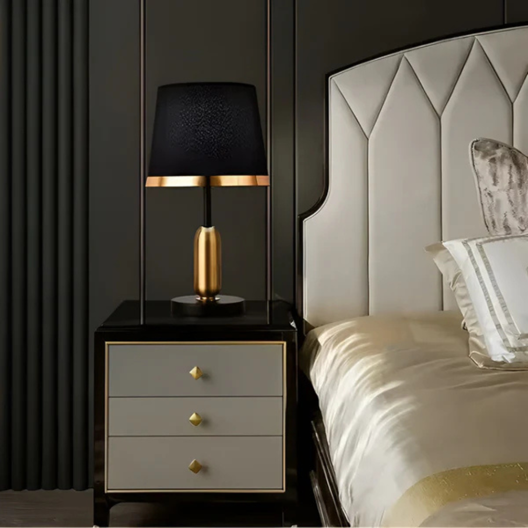 Vintage Black & Gold Accent Table Lamp