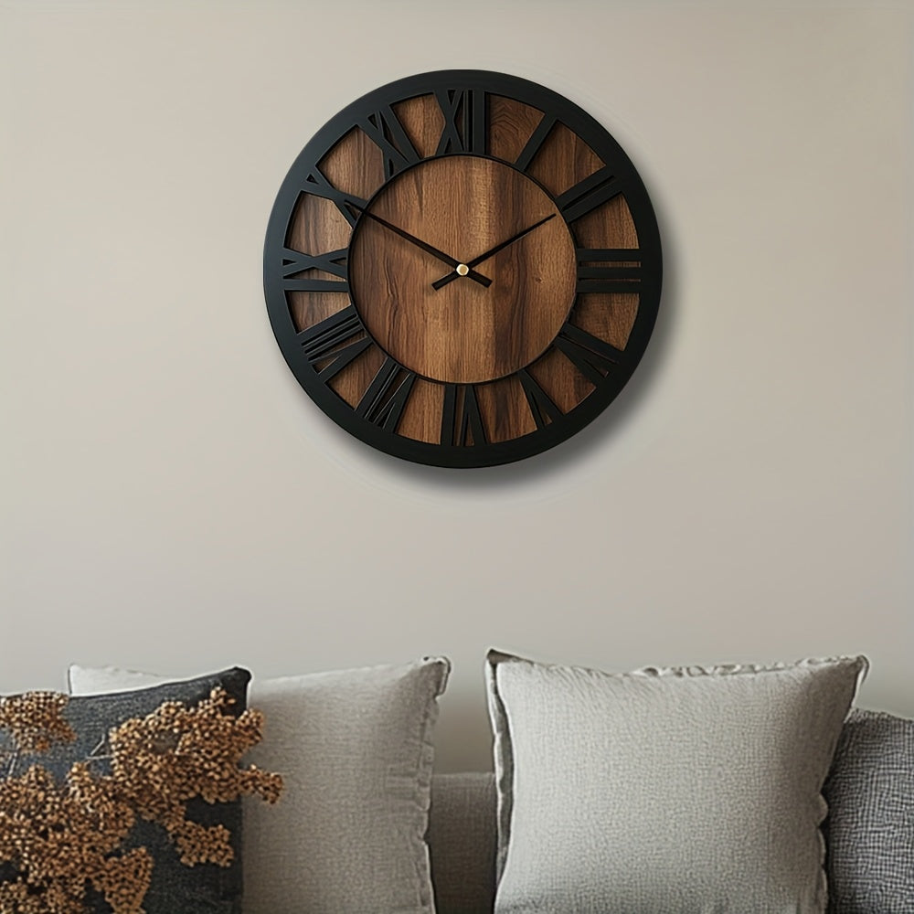 Vintage Roman Numeral Wooden Wall Clock