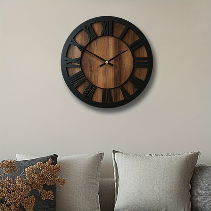 Vintage Roman Numeral Wooden Wall Clock