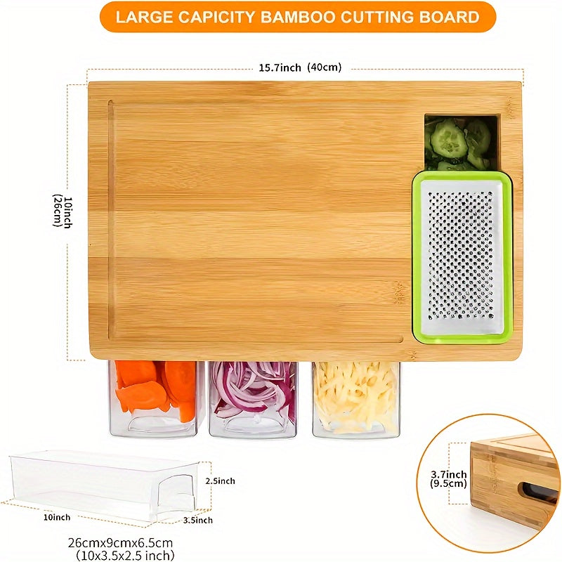 Bamboo Board with Trays and Graters