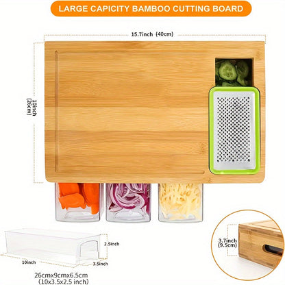 Bamboo Board with Trays and Graters