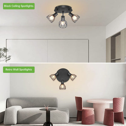 Industrial Adjustable Black Ceiling Spotlight