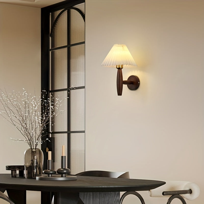 Nordic Wooden Pleated Shade Wall Sconce